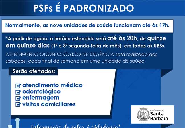 Horário estendido PSFs padronizado 2017
